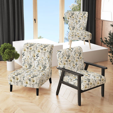 Harmony Of White And Blue Daffodil - Cottage Accent Slipper Chair